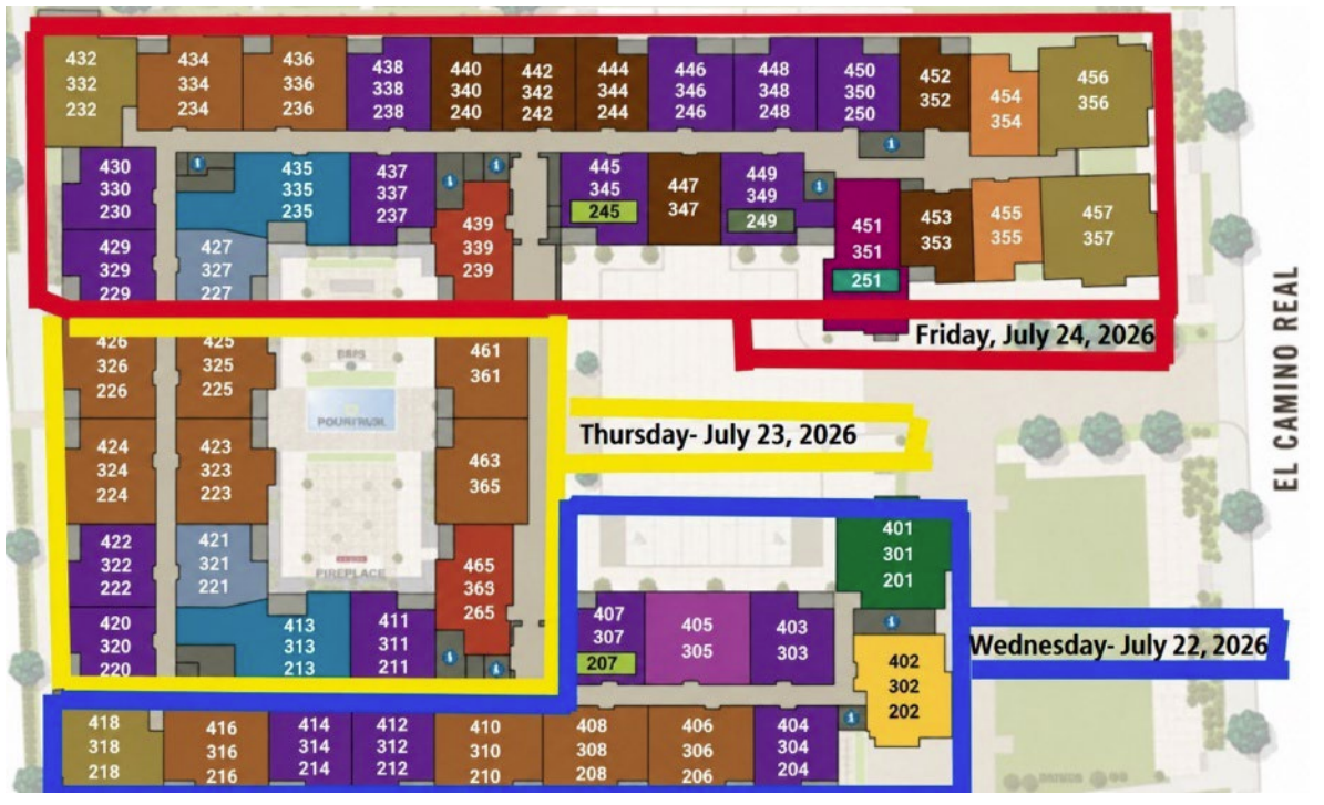 Map of Exterior Window Cleaning Areas and Schedule